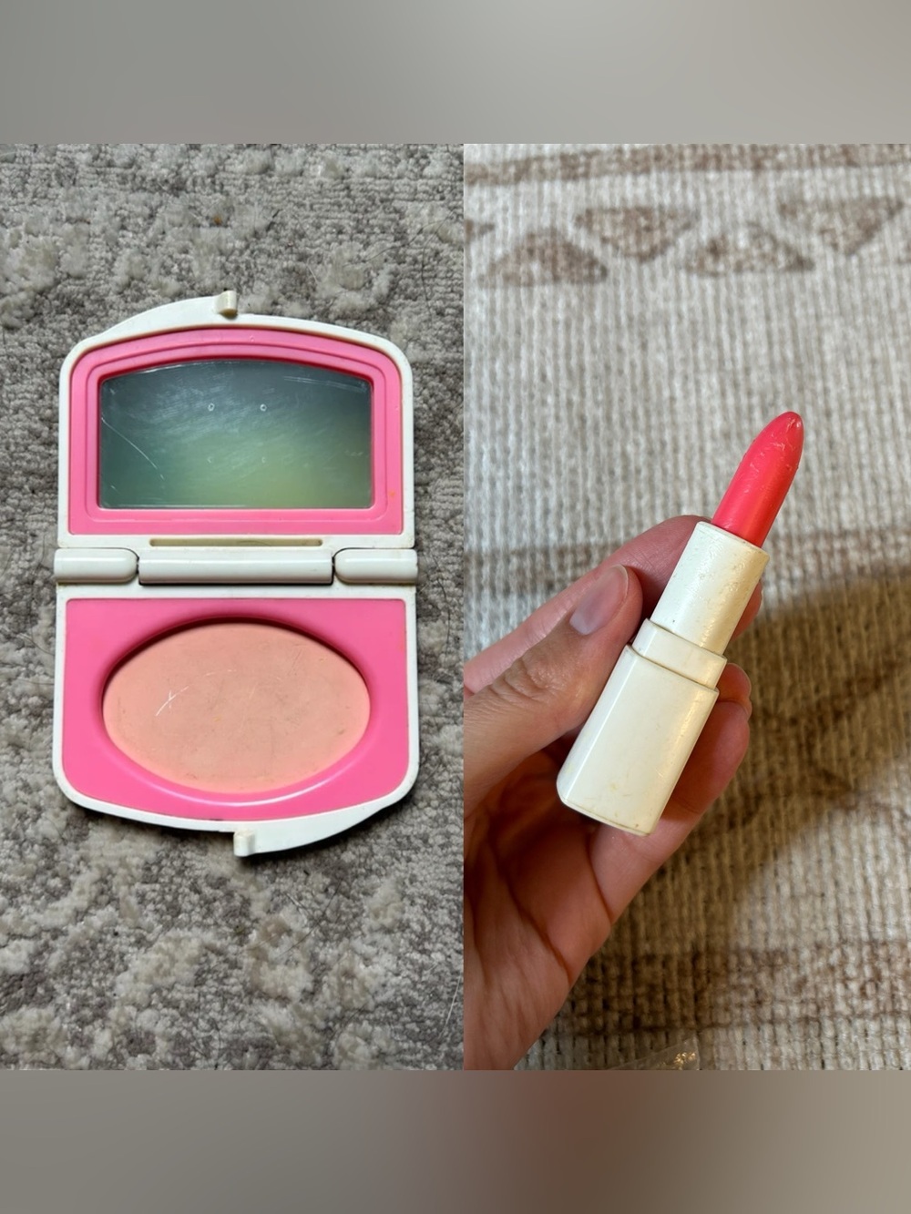 Vintage Fisher Price Pretend Makeup Compact & Lipstick